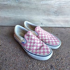 Vans Classic Checkerboard Pink Slip Ons (Women's Size 8)